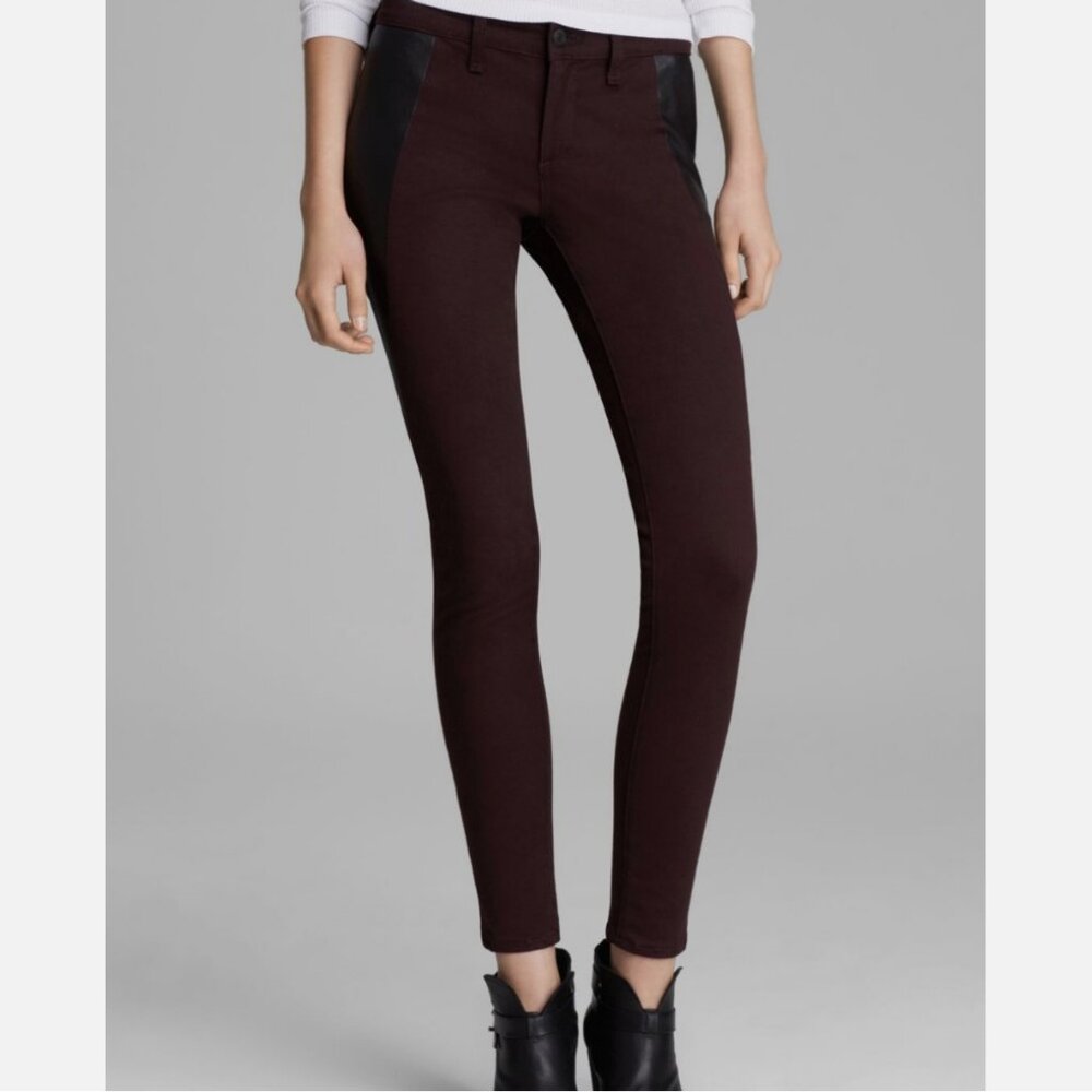 Rag & Bone Lamb Leather Panel Skinny Jeans